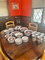 Full dinnerware set displayed on table
