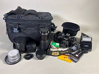 Overview of entire kit arranged around camera bag