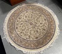 Full top view of round rug on floor