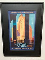 Full front view of the framed Royal York Hotel poster showing the building illustration with text.