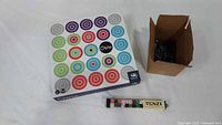 Otrio box, Tenzi box, cardboard box with chess pieces