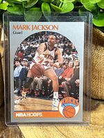 Front of NBA Hoops Mark Jackson card in holder