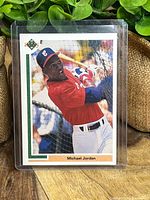 Front view of 1991 Upper Deck Michael Jordan SP1 card in plastic sleeve