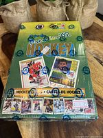Front of sealed 1992 O-Pee-Chee Premier Hockey card box showing branding and sample cards
