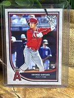 Front view of Shohei Ohtani rookie card in toploader