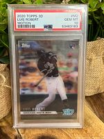 Front view of PSA-slabbed 2020 Topps 3D Motion Luis Robert card showing label and card design