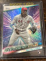 Front of Topps Stars of MLB holographic rookie card in sleeve
