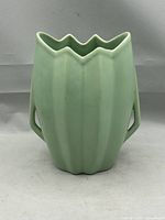 Front view of matte green Bauer Cal-Art vase