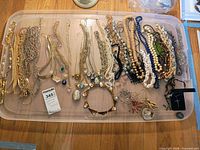 Full view of all necklaces laid on tray