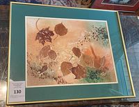 Framed signed leaf art by Nancy Anderson shown from front, capturing the overall composition, mat, and frame.