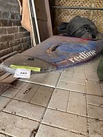 View of the kayak from the front left side showing wear, dirt, and RedLine branding.