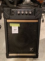 Front view of Yorkville Bloc40k amplifier with control panel and grille.