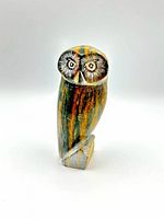 Front view of soapstone owl carving