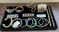 Overview of all bracelets displayed on tray