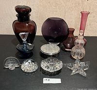 Group shot of all ten glass decor items