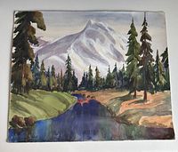 Front view of Joe Duncan Gleason watercolor mountain landscape painting