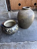 Both vase and planter side by side showing size and form