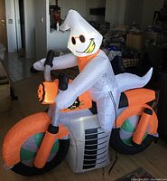 Front view of inflatable ghost on motorcycle