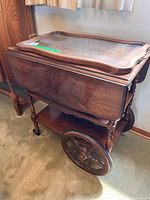 Tea cart closed, tray top visible