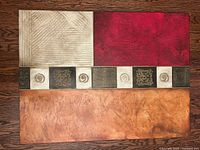 Full view of canvas front, showing textured panels and colour blocks