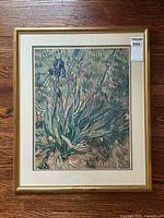 Full view of framed Irises print showing frame and mat