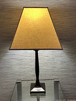 Lamp illuminated showing shade and base
