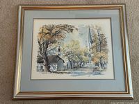 Full view of framed print showing frame, mat and artwork