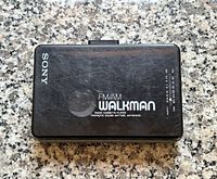 Top view of black Sony FM/AM Walkman radio cassette player