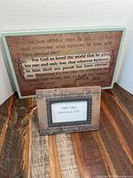 Front view showing plaque and frame together