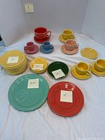 All 38 Fiesta pieces arranged by type and colour