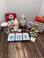 Entire lot overview showing all snowman items together