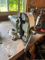 Full view of Great Wall bench vise on workbench