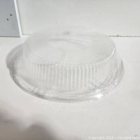 Top view of one transparent plastic food cover