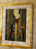 Frontal view of framed Jerry Pinser painting