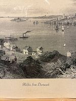 Close view of center portion of engraving with title visible