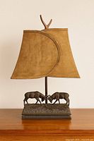 full view of lamp on wooden surface