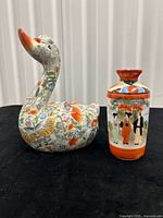 Goose figurine and bud vase front view