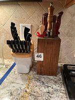 Both knife blocks showing knives in place