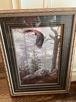 Front view showing entire framed print with eagle image, mats and frame