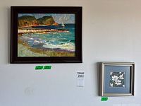 Overall view showing both framed paintings on wall