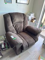 Front view of brown corduroy recliner