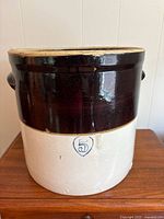 Front view showing two-tone glaze, blue 5 mark