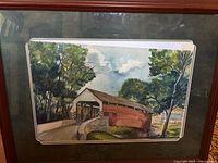 Framed watercolor painting overall view