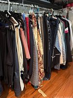 Full view of hanging garments left side