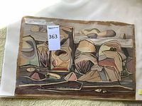 Front view of the abstract landscape art print showing full image and paper condition