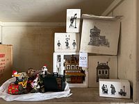 Overall lot showing Looney Tunes Brass Band unit and stacked Department 56 boxes