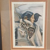 Close view of the print showing artwork, signature and title