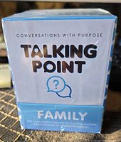 Front view of sealed Talking Point Family conversation card deck