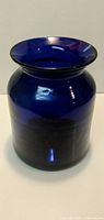 Front view of cobalt blue opaque glass vase