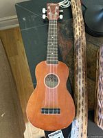 Top view of Vibra ukulele showing body and strings